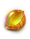An amber ornament with delicate curved framing